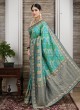 Peacock Green Geogeometric Banarasi Silk Saree